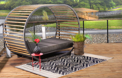 H.O.C.K. Outdoor Teppich Kilimajaro 150x240cm black beige Boho