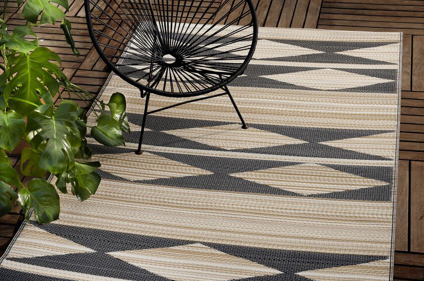 H.O.C.K. Outdoor Teppich Cairo black beige Geometric 150x240cm