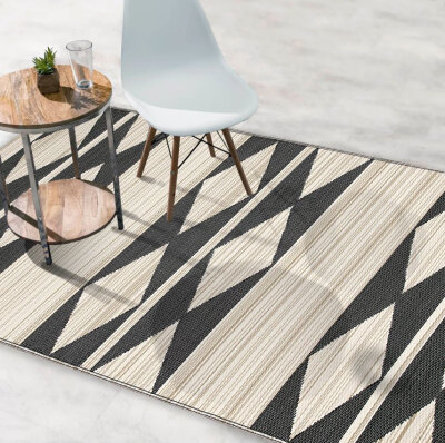 H.O.C.K. Outdoor Teppich Cairo black beige Geometric 150x240cm