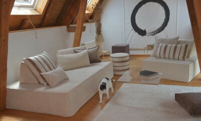 H.O.C.K. Fino Plush Kissen 70x40cm beige-taupe Plüsch