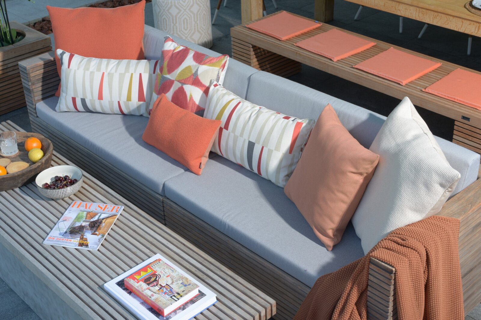 H.O.C.K. Madrid Outdoor + Indoor Wendekissen 50x30cm natur creme in&out