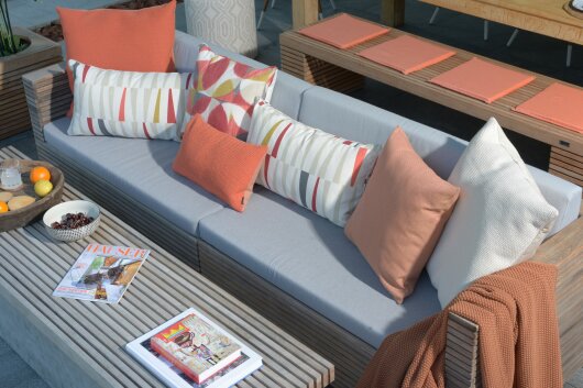 H.O.C.K. Madrid Outdoor + Indoor Wendekissen 50x30cm natur creme in&out