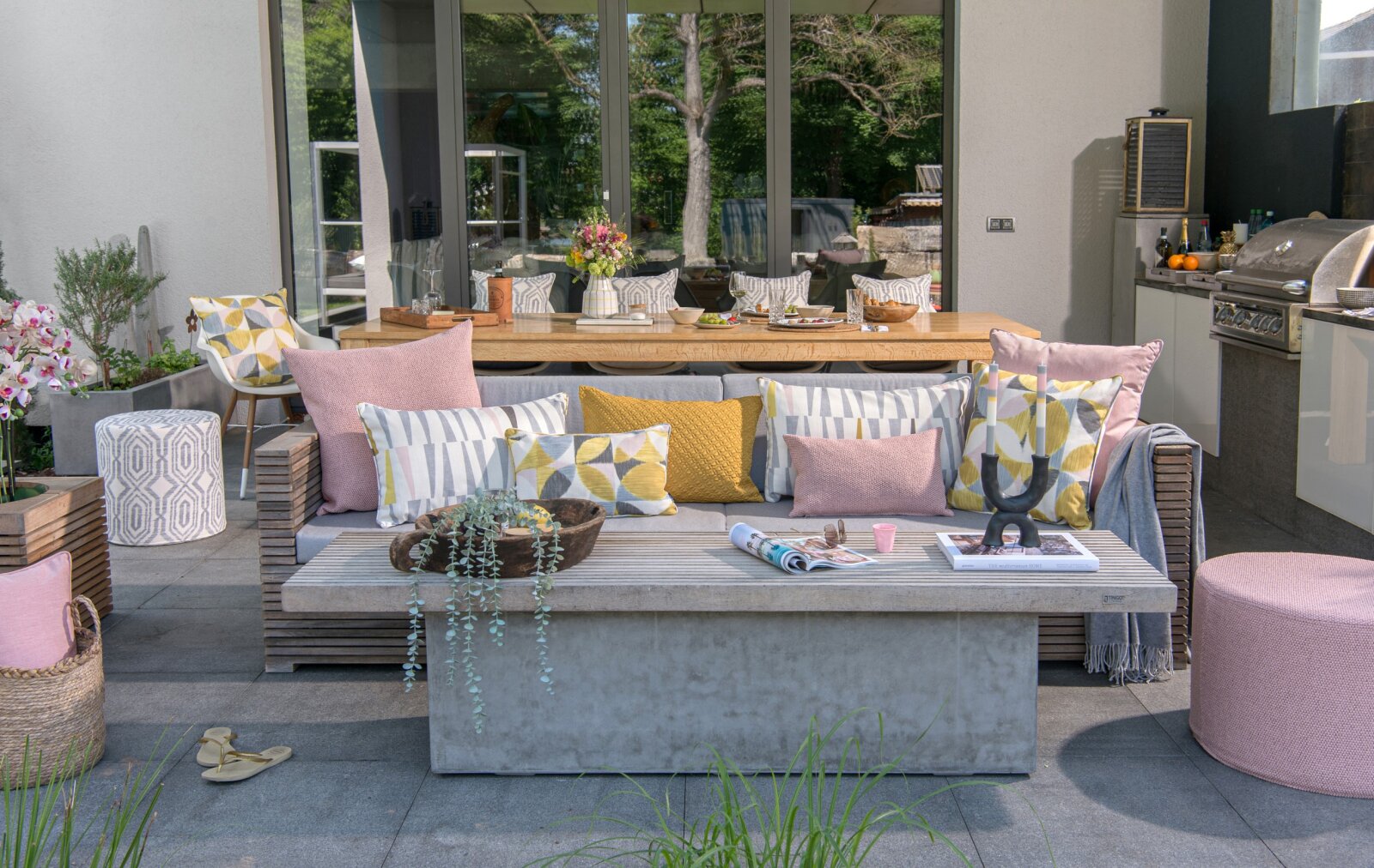 H.O.C.K. Madrid Outdoor + Indoor Wendekissen 50x30cm rosa in&out