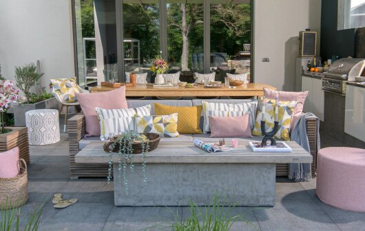 H.O.C.K. Madrid Outdoor + Indoor Wendekissen 50x30cm rosa in&out