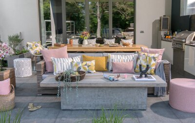 H.O.C.K. Madrid Outdoor + Indoor Wendekissen 50x30cm rosa in&out