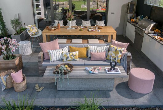 H.O.C.K. Madrid Outdoor + Indoor Wendekissen 60x60cm rosa in&out