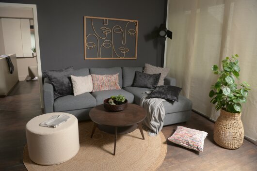 H.O.C.K. Madrid Outdoor + Indoor Hocker rund ø60x40cm natur creme in&out