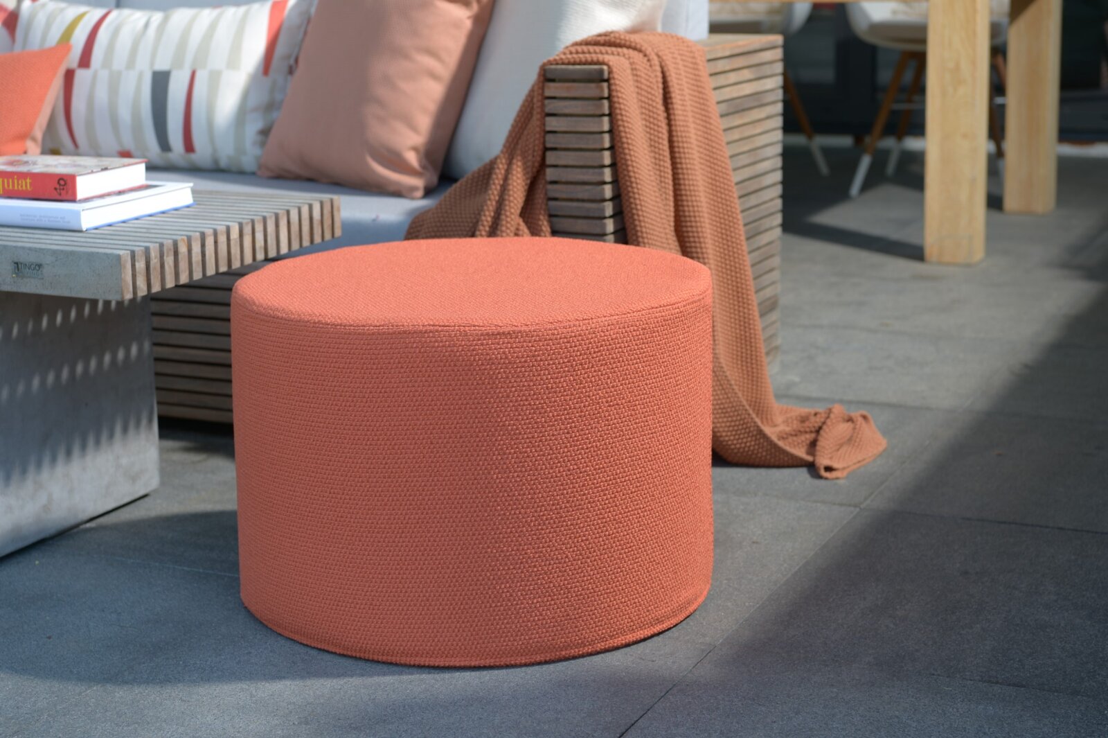 H.O.C.K. Madrid Outdoor + Indoor Hocker rund ø60x40cm orange in&out