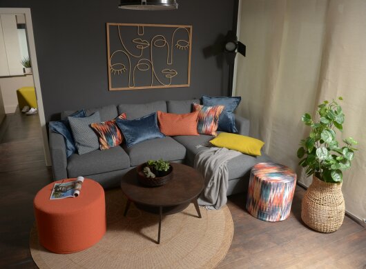 H.O.C.K. Madrid Outdoor + Indoor Hocker rund ø60x40cm orange in&out
