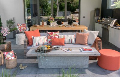 H.O.C.K. Madrid Outdoor + Indoor Hocker rund ø60x40cm orange in&out