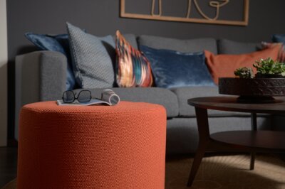 H.O.C.K. Madrid Outdoor + Indoor Hocker rund ø60x40cm orange in&out