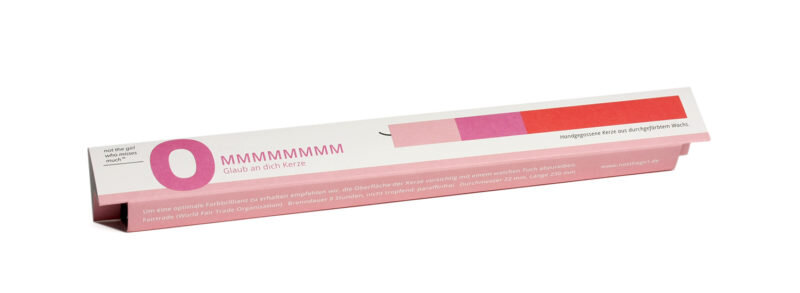 NTG Kerze schmal "Ommm / Glaube an dich" rosa, rot, pink