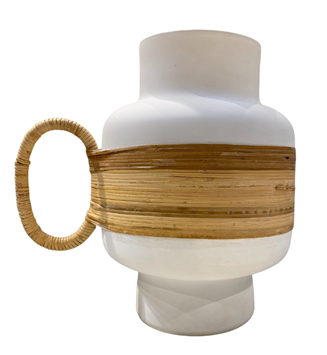 byRoom Vase weiß 21x21x20cm aus Porzellan mit einem Griff