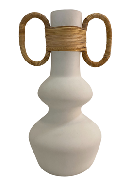 byRoom Vase weiß 16x15x30cm aus Porzellan mit zwei Griffen
