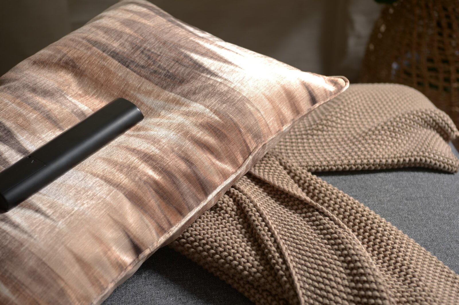 H.O.C.K. Alissa Kissen mit Keder 60x40cm zickzack beige natur braun col. 30
