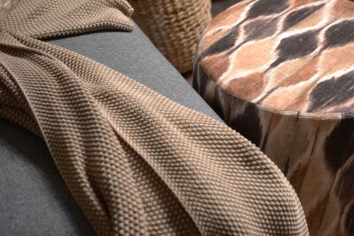 H.O.C.K. Solana Hocker rund ø45x45cm Tropfen beige natur braun col. 30