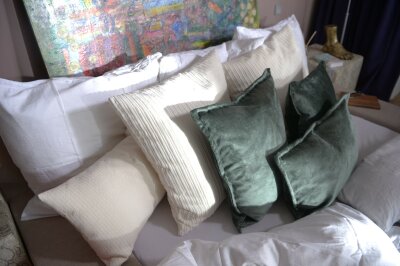 H.O.C.K. Bonanza Kissen 60x60cm mit Wulst petrol - salbei...