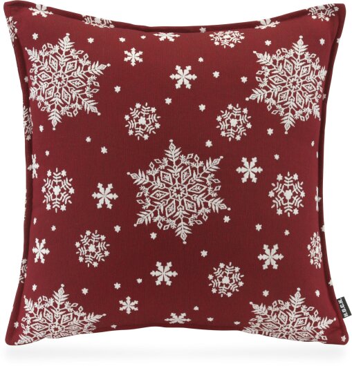 H.O.C.K. Snow Flakes Kissen mit Biese 50x50cm dunkelrot C02 Schneeflöckchen
