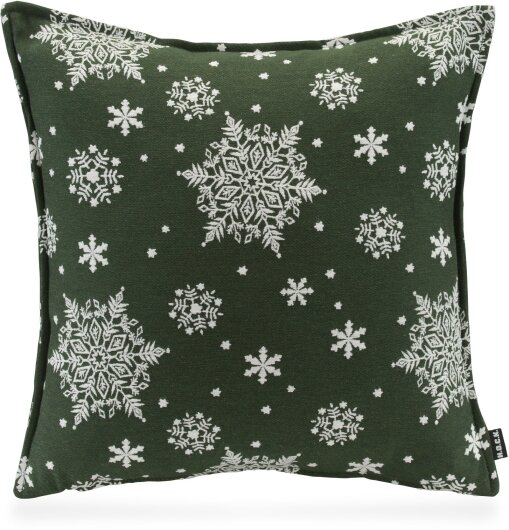 H.O.C.K. Snow Flakes Kissen mit Biese 50x50cm tannengrün C04 Schneeflöckchen