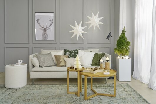 H.O.C.K. Snow Flakes Kissen mit Biese 50x50cm tannengrün C04 Schneeflöckchen