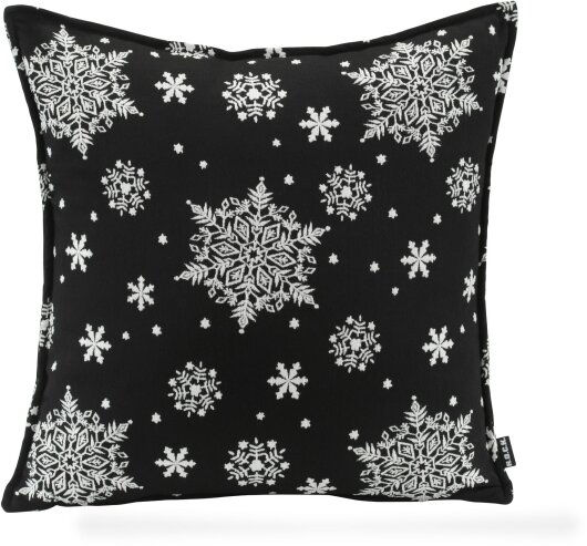 H.O.C.K. Snow Flakes Kissen mit Biese 50x50cm schwarz C06 Schneeflöckchen