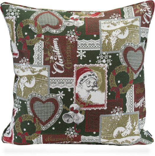 H.O.C.K. Christmas Patch Kissen mit Keder 60x60cm dunkelrot tannengrün C04