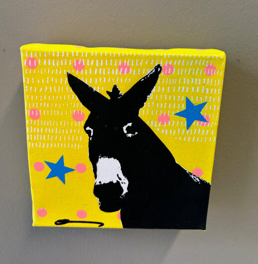H.O.C.K. Little Icon Bild auf Leinwand 15x15x4cm gelb ESEL by Anna Flores