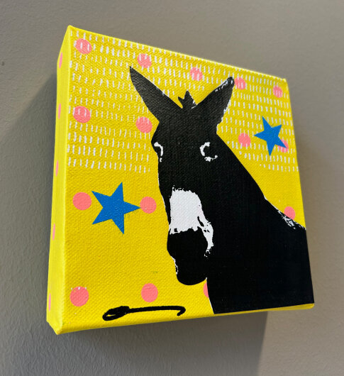 H.O.C.K. Little Icon Bild auf Leinwand 15x15x4cm gelb ESEL by Anna Flores