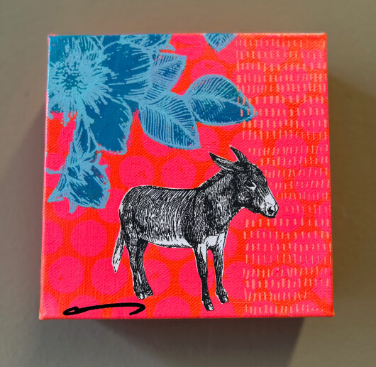 H.O.C.K. Little Icon Bild auf Leinwand 15x15x4cm pink ESEL by Anna Flores