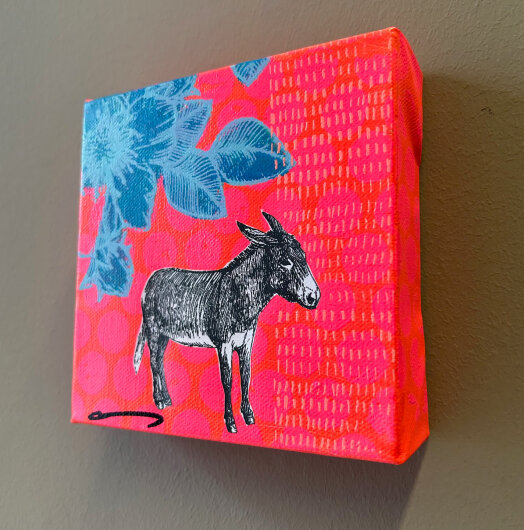 H.O.C.K. Little Icon Bild auf Leinwand 15x15x4cm pink ESEL by Anna Flores