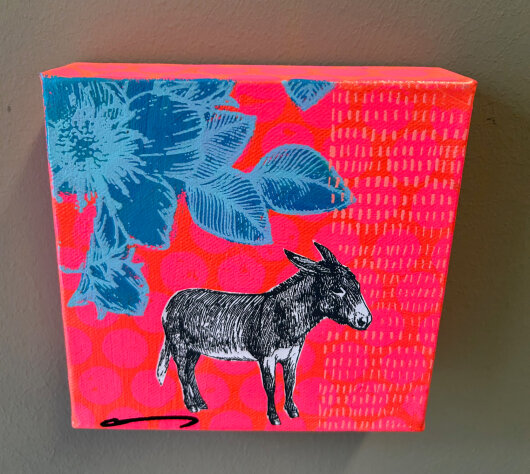 H.O.C.K. Little Icon Bild auf Leinwand 15x15x4cm pink ESEL by Anna Flores