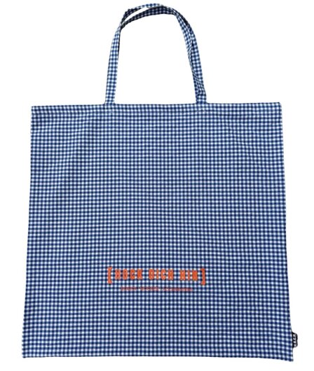 H.O.C.K. Stofftasche Caro groß ca. 60x60cm kariert royal blau mit orangener Schrift