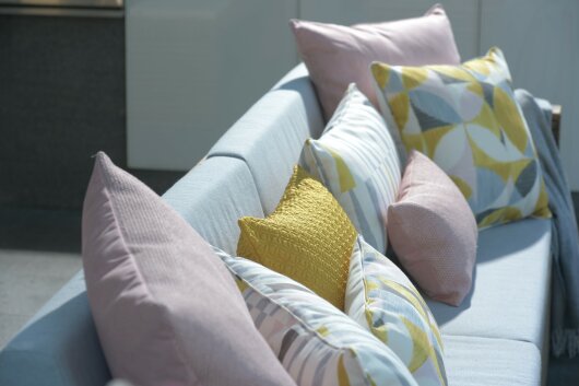 H.O.C.K. Marbella Outdoor + Indoor Wendekissen 50x30cm mit Keder col. 08 gelb rosa in&out