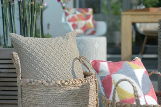 H.O.C.K. Marbella Outdoor + Indoor Wendekissen 50x30cm mit Keder col. 45 rot grau beige in&out