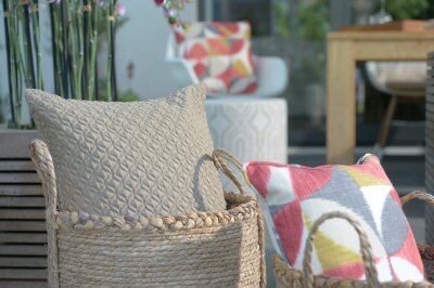 H.O.C.K. Marbella Outdoor + Indoor Wendekissen 50x30cm mit Keder col. 45 rot grau beige in&out