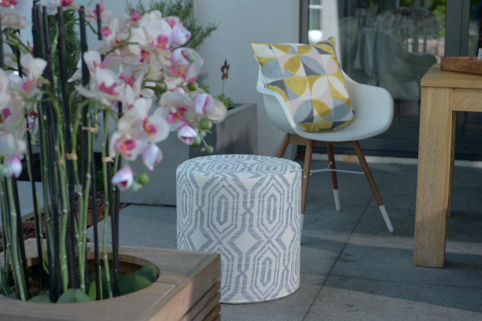 H.O.C.K. Marbella Outdoor + Indoor Wendekissen 50x50cm mit Keder col. 08 gelb rosa in&out