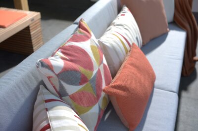 H.O.C.K. Marbella Outdoor + Indoor Wendekissen 50x50cm mit Keder col. 45 rot grau beige in&out