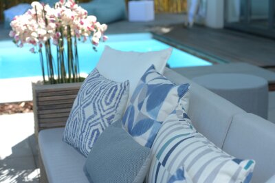 H.O.C.K. Malaga Outdoor + Indoor Kissen mit Keder 70x40cm col. 84 blau grau in&out