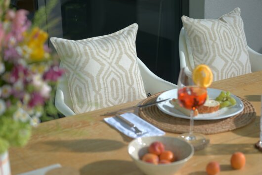 H.O.C.K. Toledo Outdoor + Indoor Wendekissen 45x45cm mit Keder col. 07 natur beige in&out