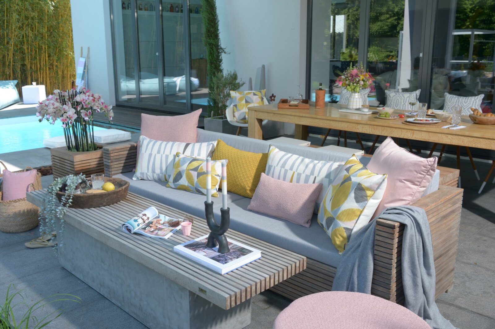 H.O.C.K. Toledo Outdoor + Indoor Wendekissen 45x45cm mit Keder col. 66 hellgrau in&out