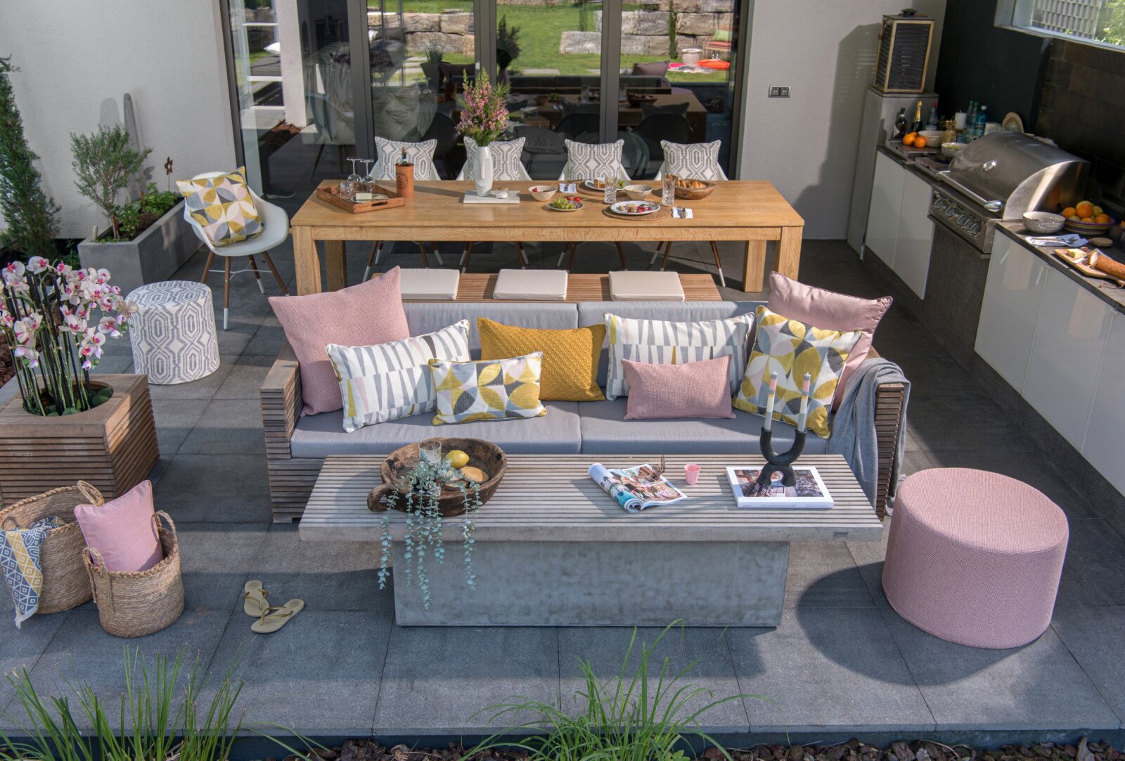 H.O.C.K. Toledo Outdoor + Indoor Wendekissen 45x45cm mit Keder col. 66 hellgrau in&out