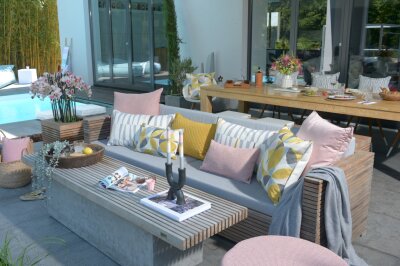 H.O.C.K. Toledo Outdoor + Indoor Wendekissen 45x45cm mit Keder col. 66 hellgrau in&out