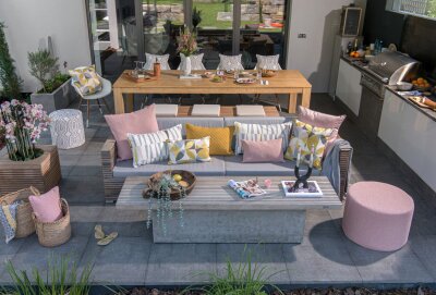 H.O.C.K. Toledo Outdoor + Indoor Wendekissen 45x45cm mit Keder col. 66 hellgrau in&out