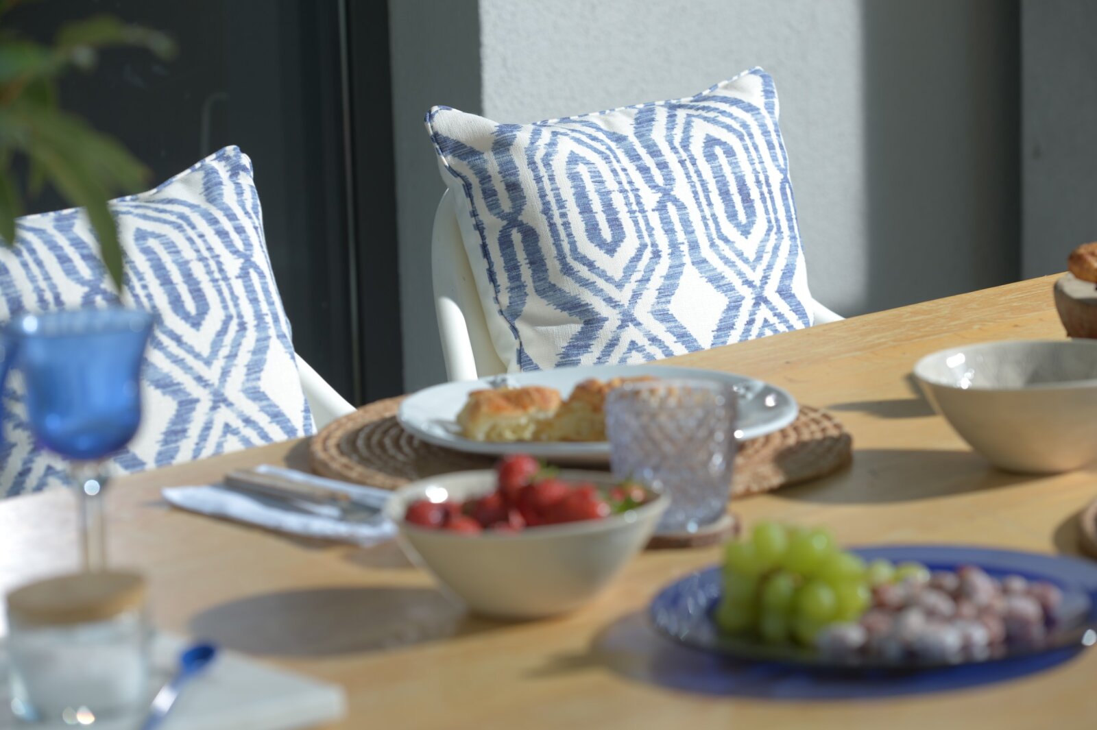 H.O.C.K. Toledo Outdoor + Indoor Wendekissen 45x45cm mit Keder col. 84 blau navy in&out
