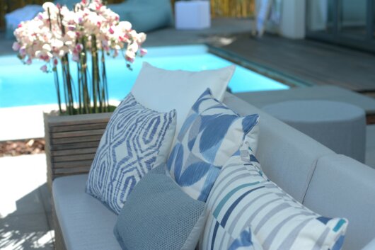 H.O.C.K. Toledo Outdoor + Indoor Wendekissen 45x45cm mit Keder col. 84 blau navy in&out