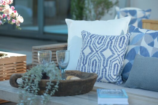 H.O.C.K. Toledo Outdoor + Indoor Wendekissen 45x45cm mit Keder col. 84 blau navy in&out