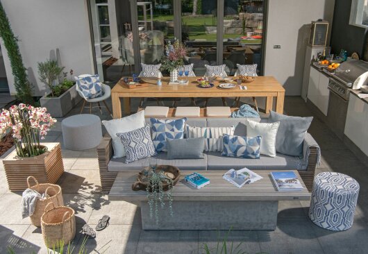 H.O.C.K. Toledo Outdoor + Indoor Wendekissen 45x45cm mit Keder col. 84 blau navy in&out