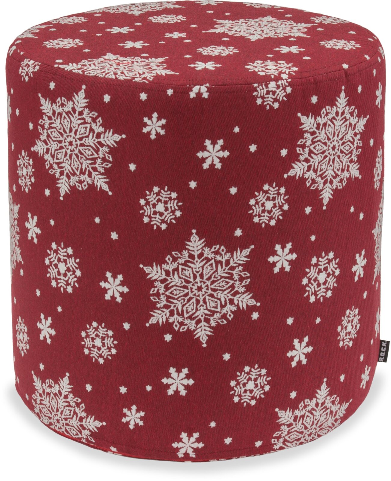 H.O.C.K. Snow Flakes Hocker rund ø45x45cm dunkelrot C02 Schneeflöckchen