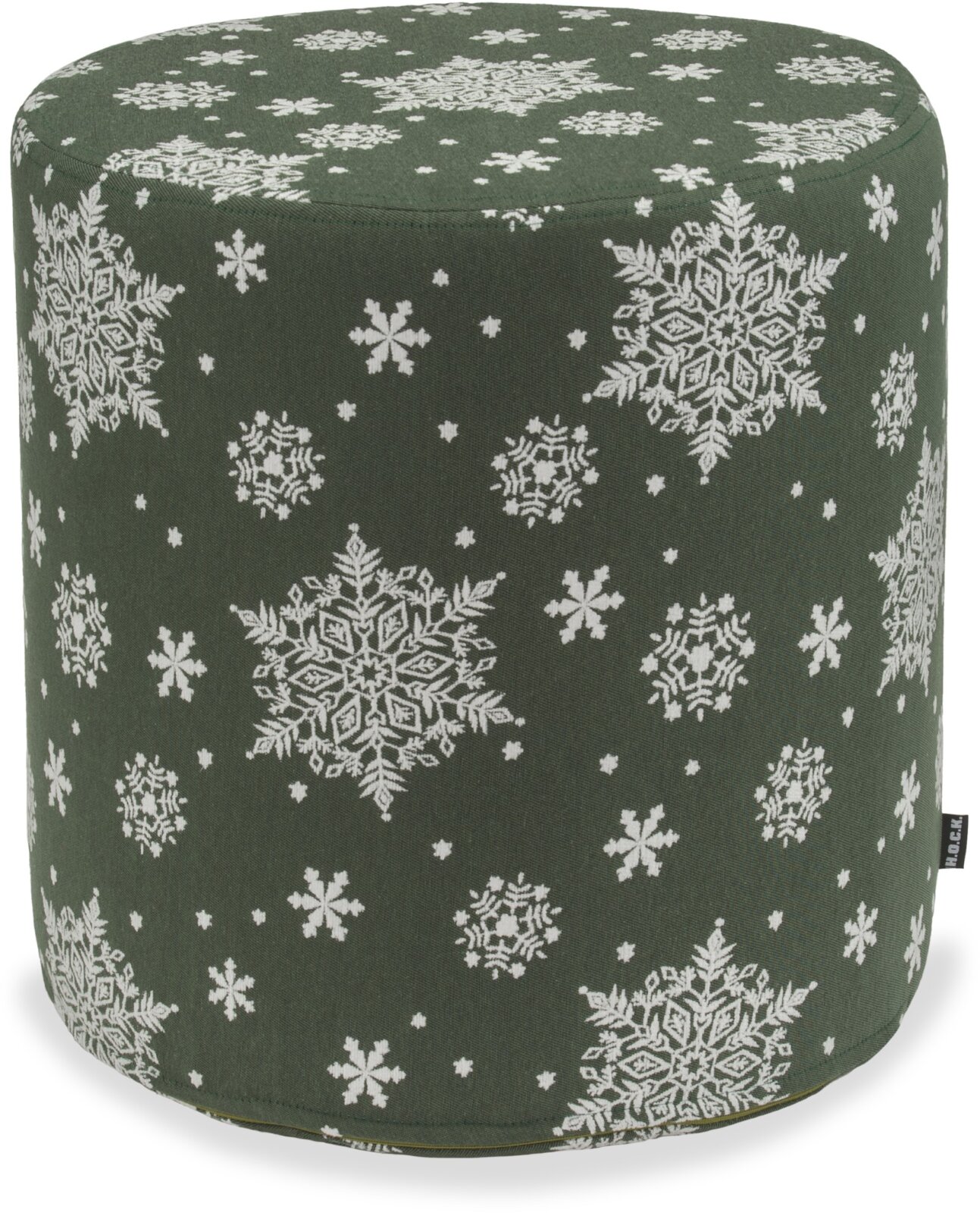 H.O.C.K. Snow Flakes Hocker rund ø45x45cm tannengrün C04 Schneeflöckchen