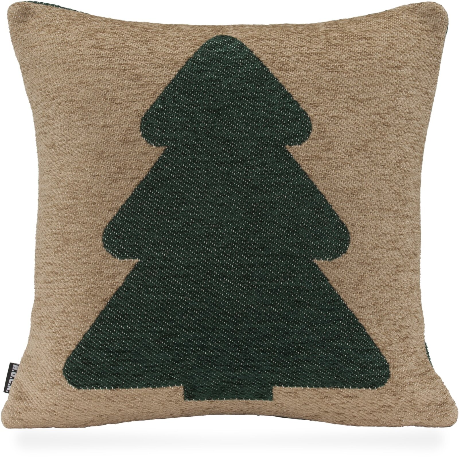 H.O.C.K. X-Mas Tree Tannenbaum Weihnachtskissen Leander Wendekissen 45x45cm col. 0 taupe / grün